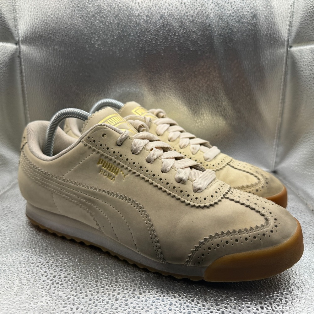 Size 10 Puma Roma Brogue Cream Womens Lace-Up Athletic Sneakers 369936-02